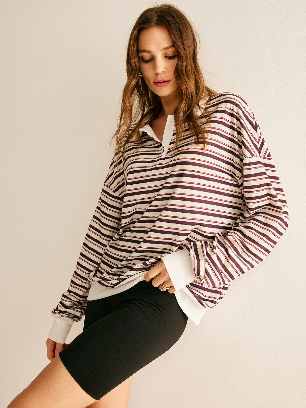 Isabella Striped Polo Sweatshirt