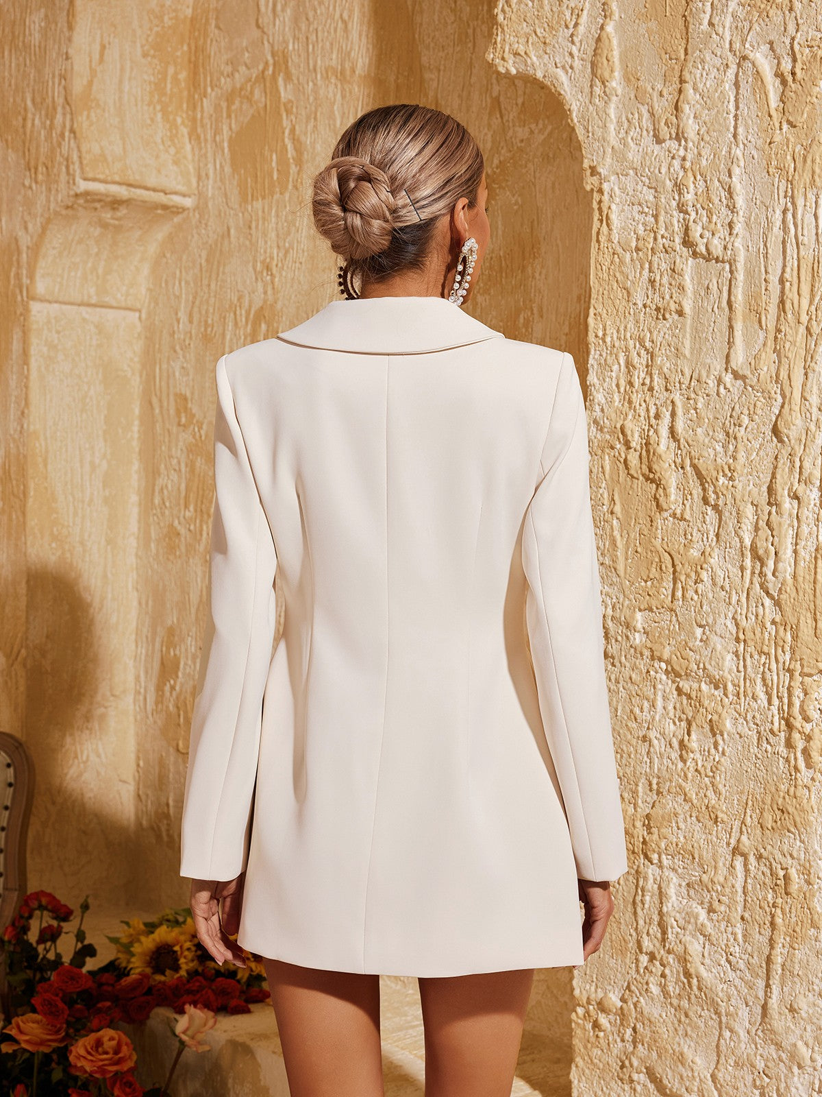 Caelthar Blazer a Maniche Lunghe con Bottoni e Motivo Floreale