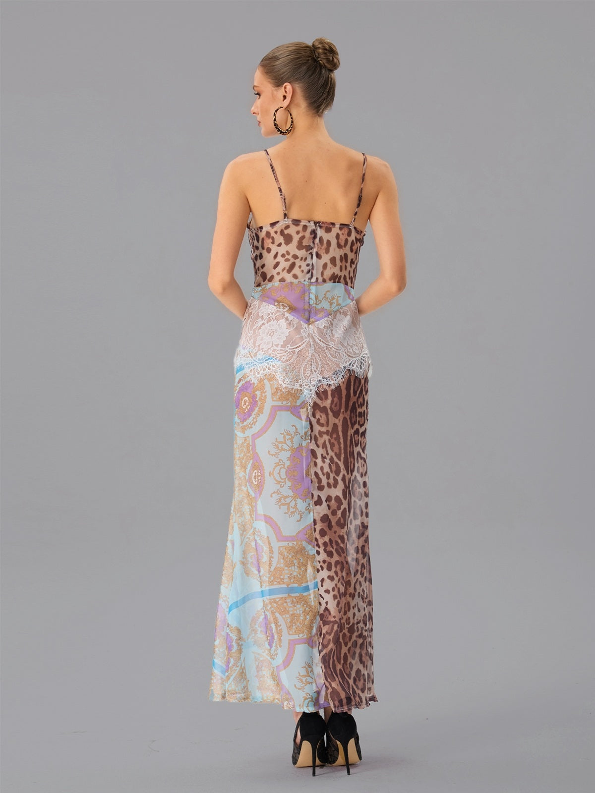 Abito Maxi in Pizzo Leopardo con Spaghetti