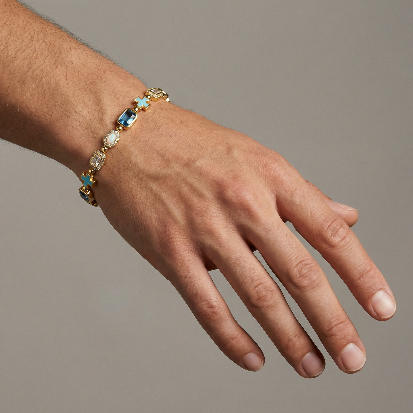 BRACCIALE CROCE & OPALINA - ORO