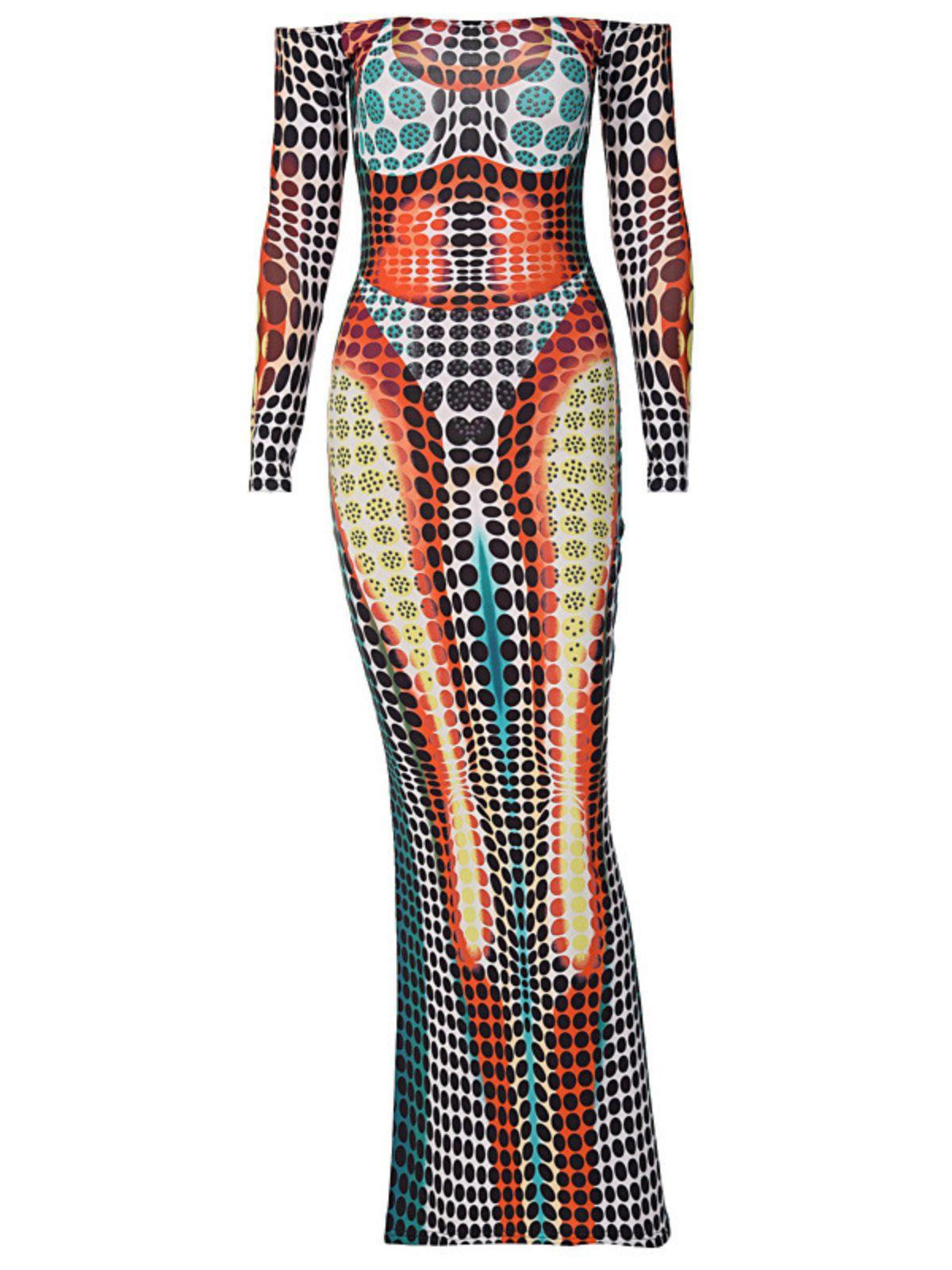 Abito Maxi Ishi Off Shoulder in Multicolore