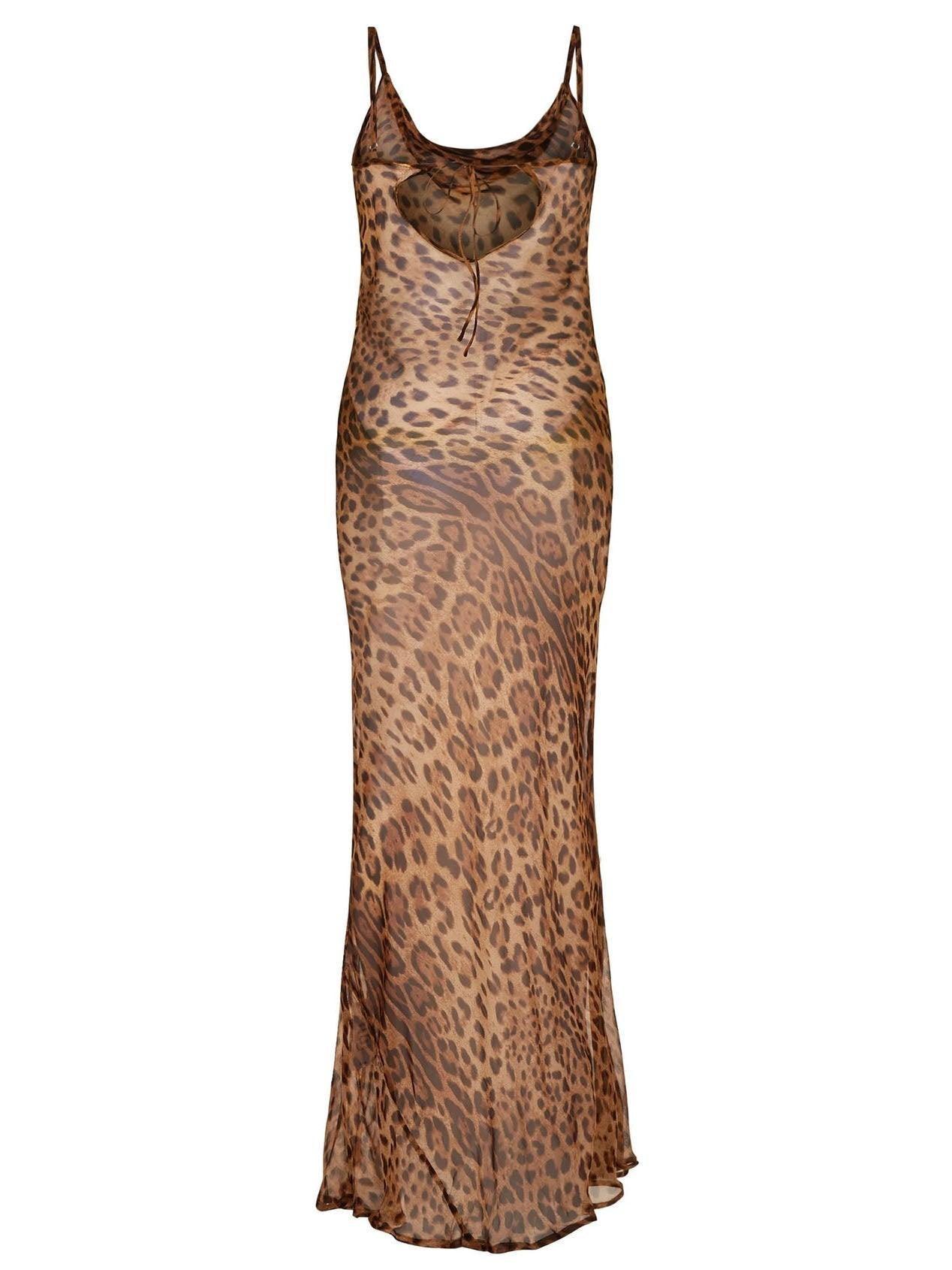 Abito Maxi Spaghetti con Stampa Leopardo Melany
