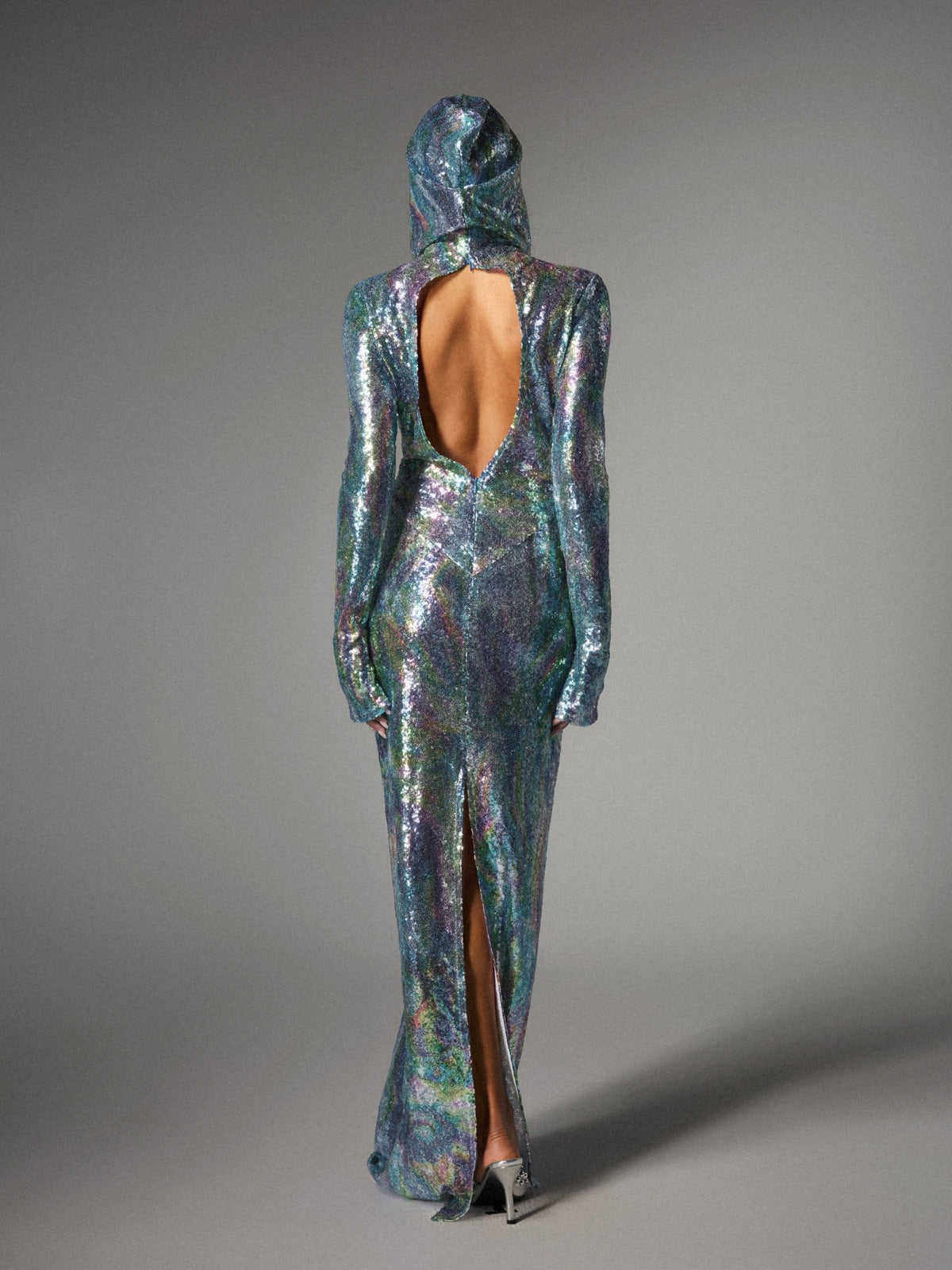 Abito Maxi Con Maniche Lunghe Ombre Nebraska In Blu Chiaro