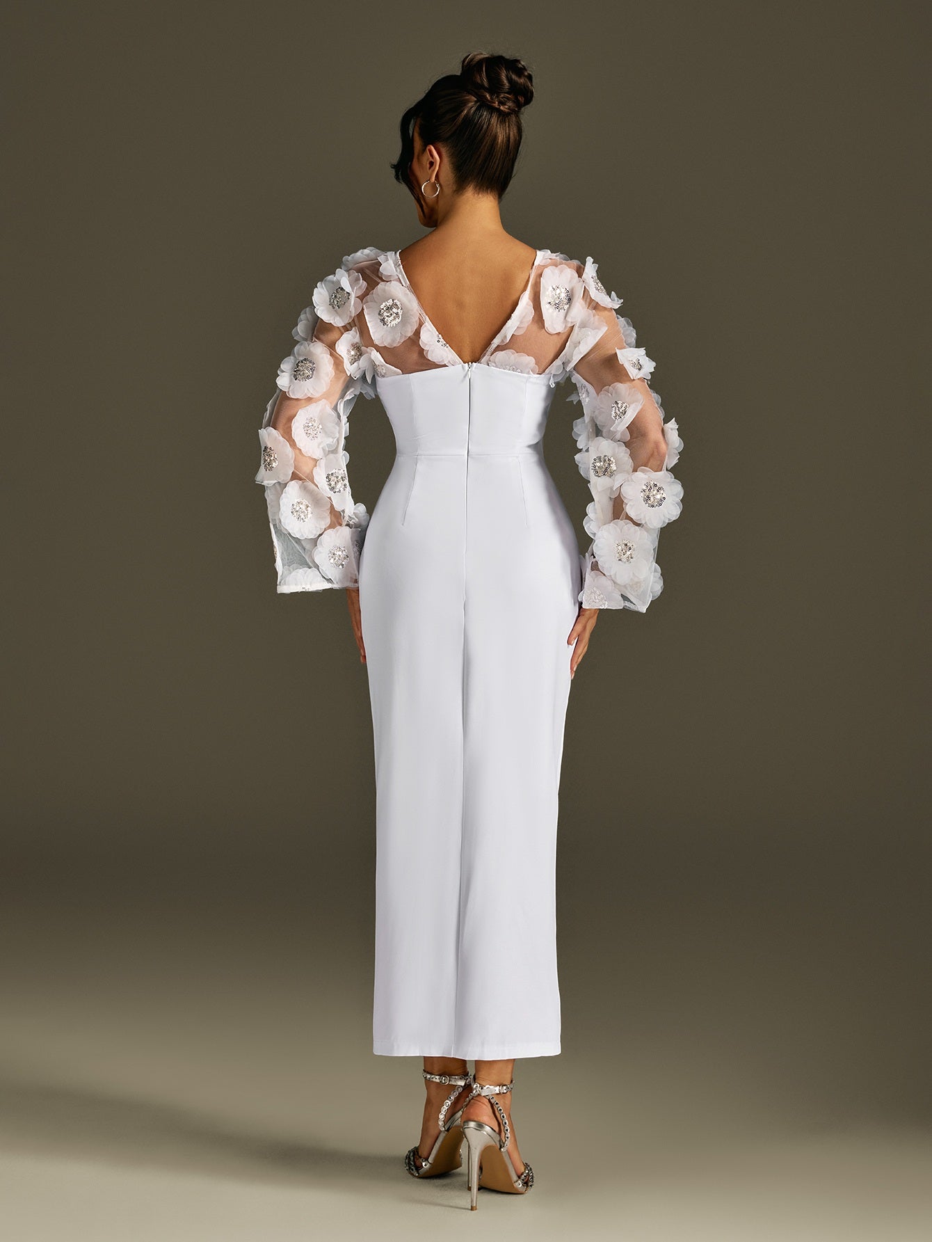 Abito Maxi Rosaire con Paillettes a Fiore