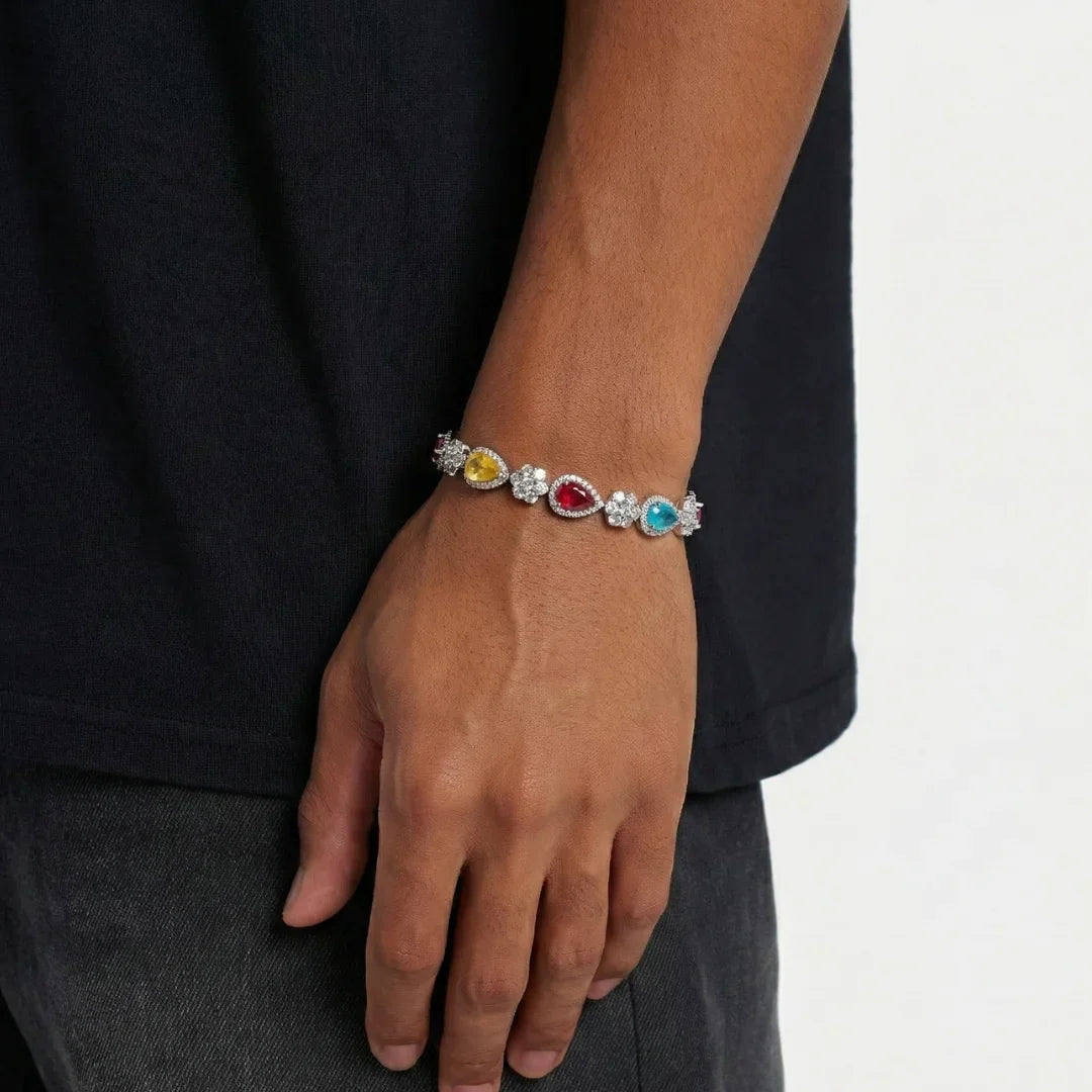 BRACCIALE A Goccia FIORI D'ARCOBALENO - ARGENTO