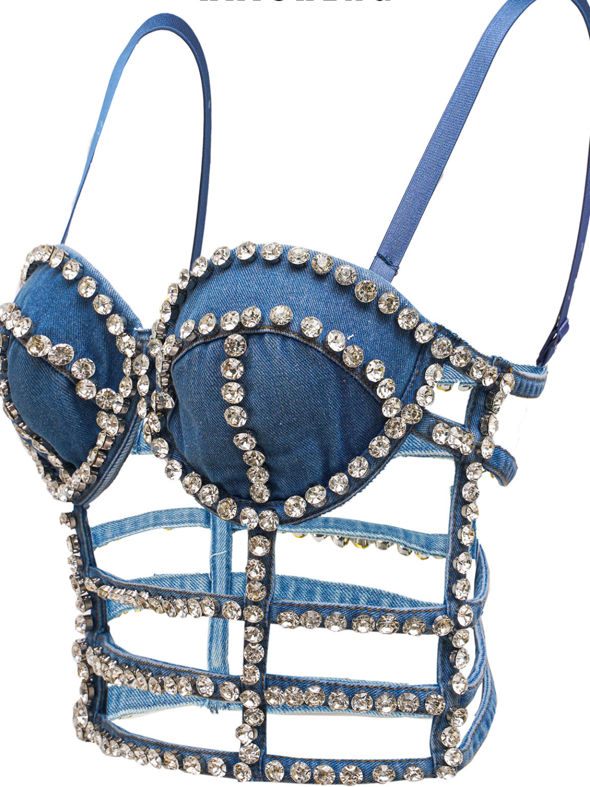 Top in Raso con Cutout e Strass Wyxendra