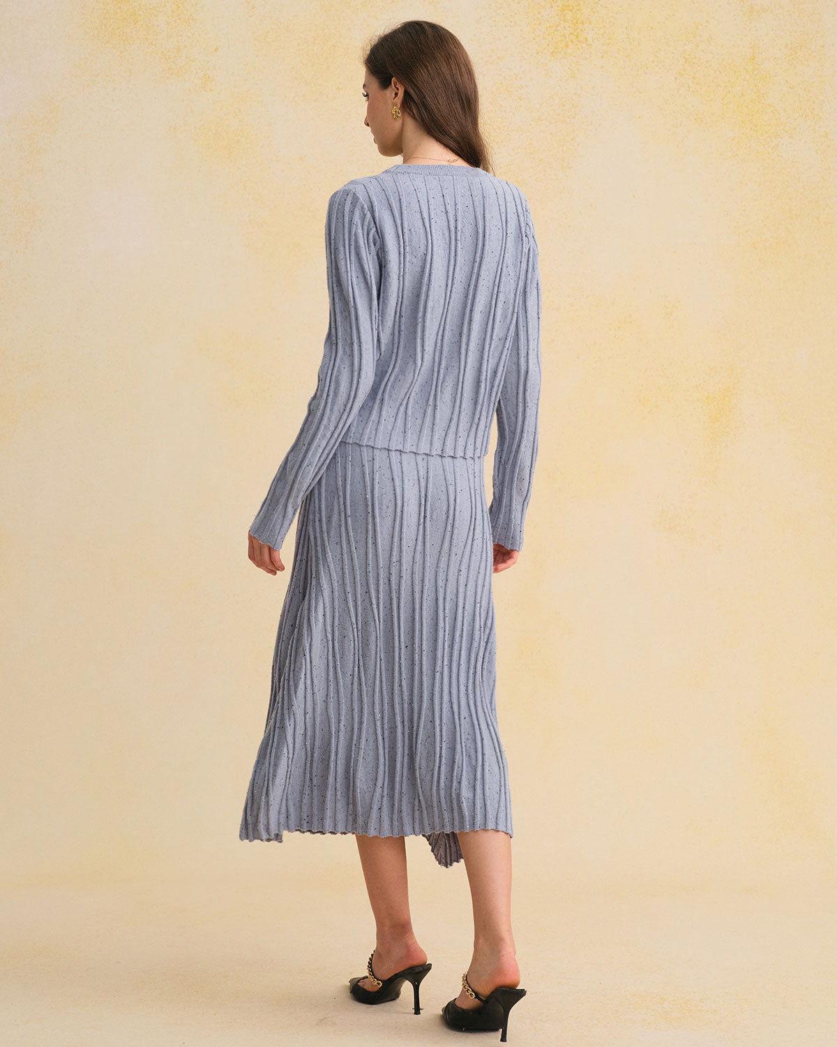 Gonna Midi A-Line Blu con Vita Elasticizzata