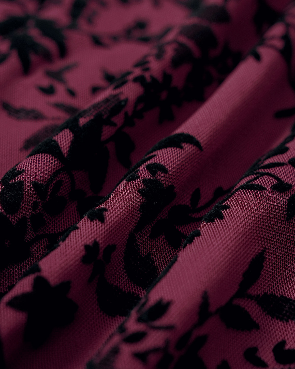 Gonna Mini Floreale con Vita Elastica Rosso Vino