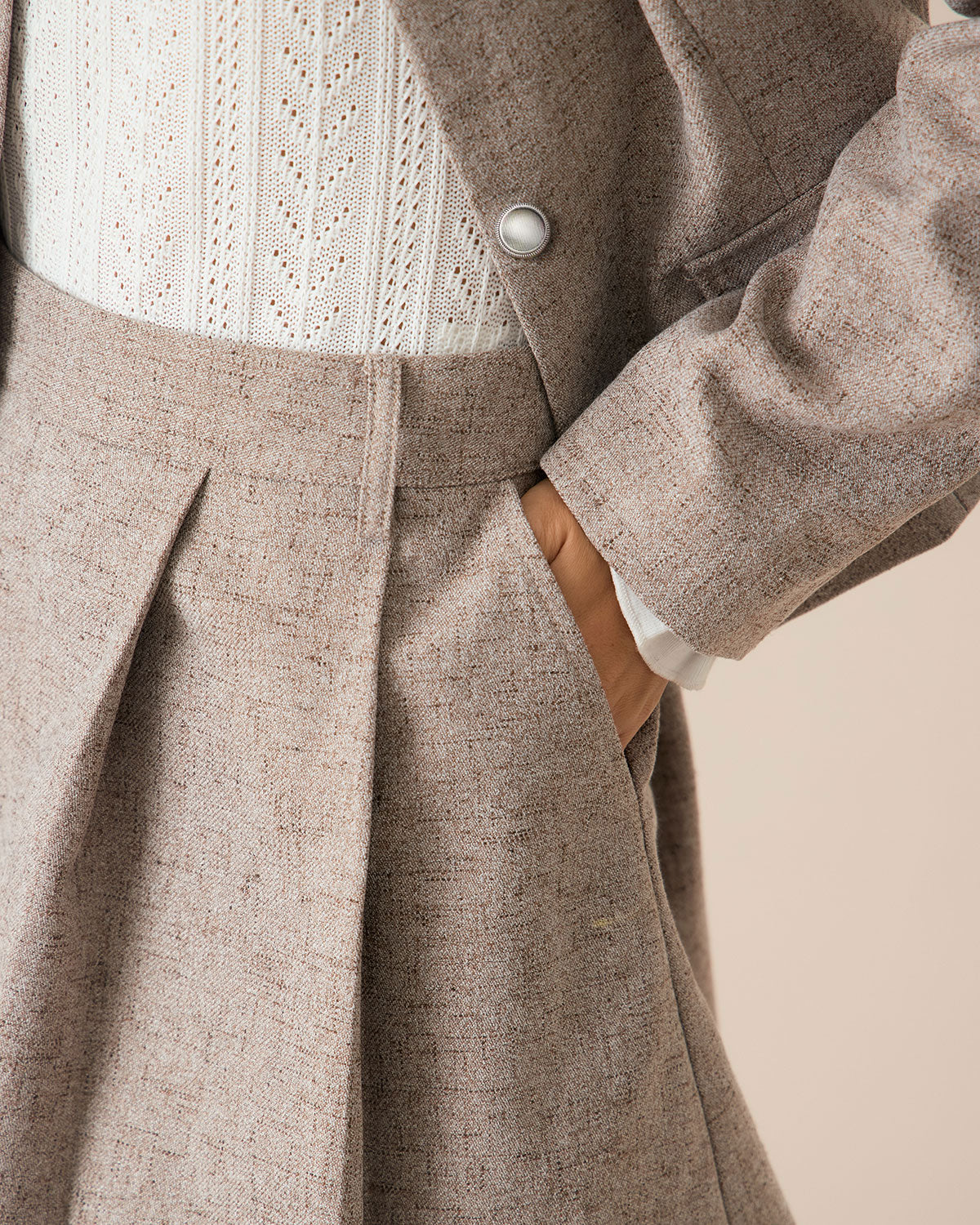 Gonna Mini Plissettata Khaki con Tasche