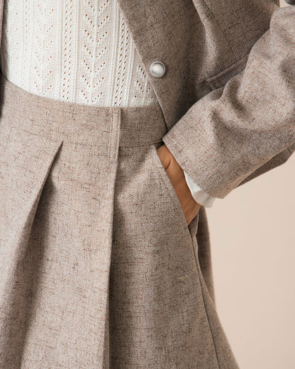 Gonna Mini Plissettata Khaki con Tasche