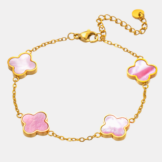 Shiny Pink Clover Armband
