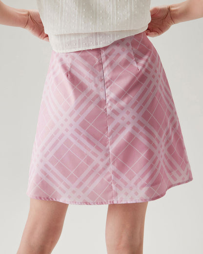 Gonna Mini A-Line a Quadri Rosa