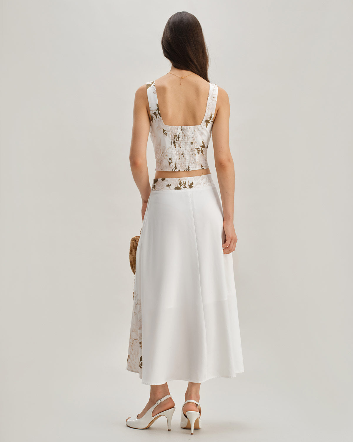 Gonna Midi Bianca a Fiori