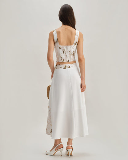 Gonna Midi Bianca a Fiori