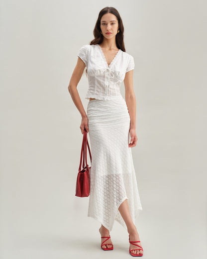 Gonna Midi Sirena Jacquard Bianca