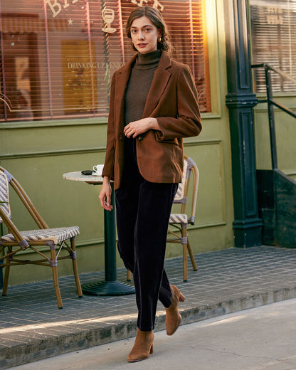 Pantaloni a Vita Alta Plissettati a Gamba Larga Neri