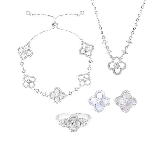 Set di Fiori di Diamante Argento