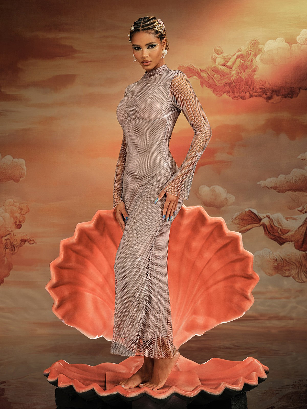 Abito Maxi in Cristallo Aingeal a Maniche Lunghe