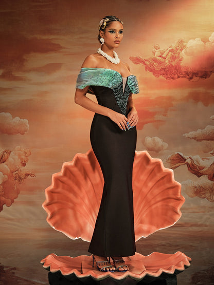 Abito Maxi Bandage con Spalle Scoperte Ajani