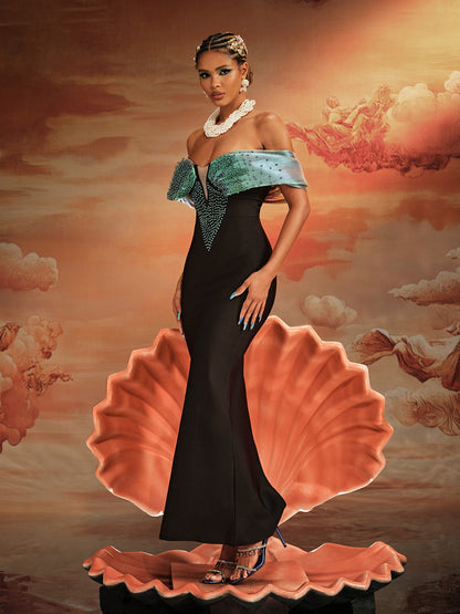 Abito Maxi Bandage con Spalle Scoperte Ajani