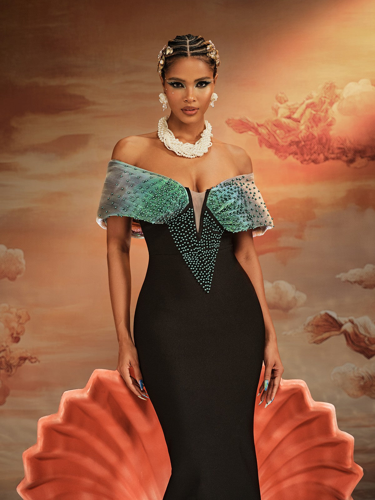 Abito Maxi Bandage con Spalle Scoperte Ajani