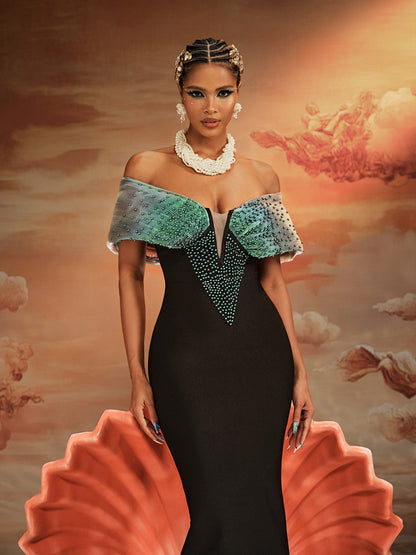 Abito Maxi Bandage con Spalle Scoperte Ajani