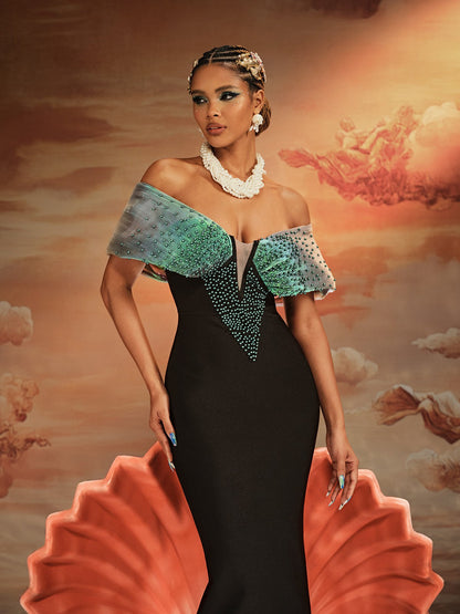 Abito Maxi Bandage con Spalle Scoperte Ajani