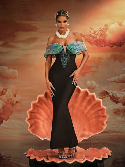 Abito Maxi Bandage con Spalle Scoperte Ajani