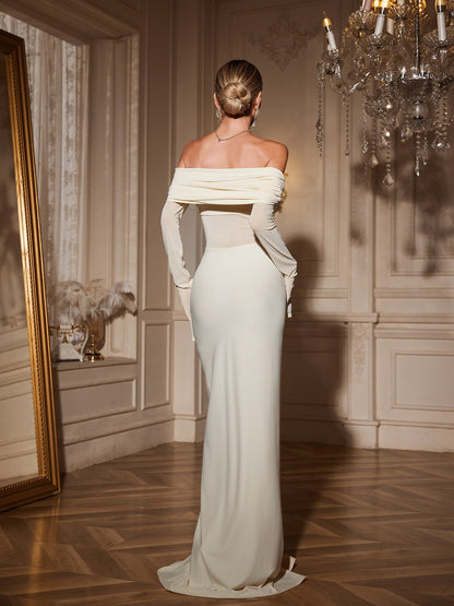 Abito Maxi Ruché Senza Maniche Akifumi in Beige