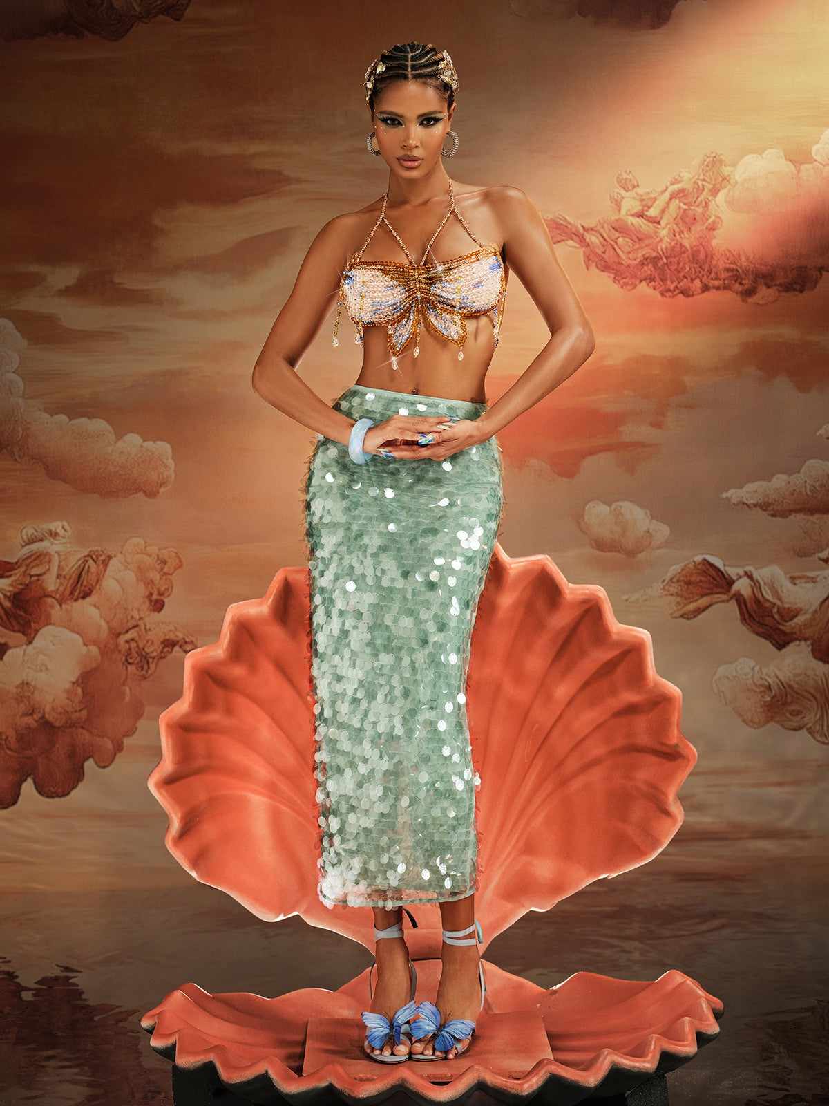 Bralette Akoni con Frange e Perline al Collo