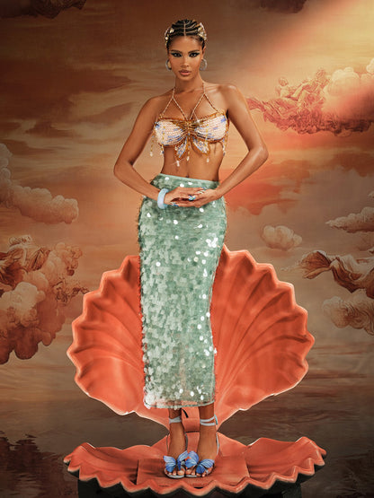 Bralette Akoni con Frange e Perline al Collo