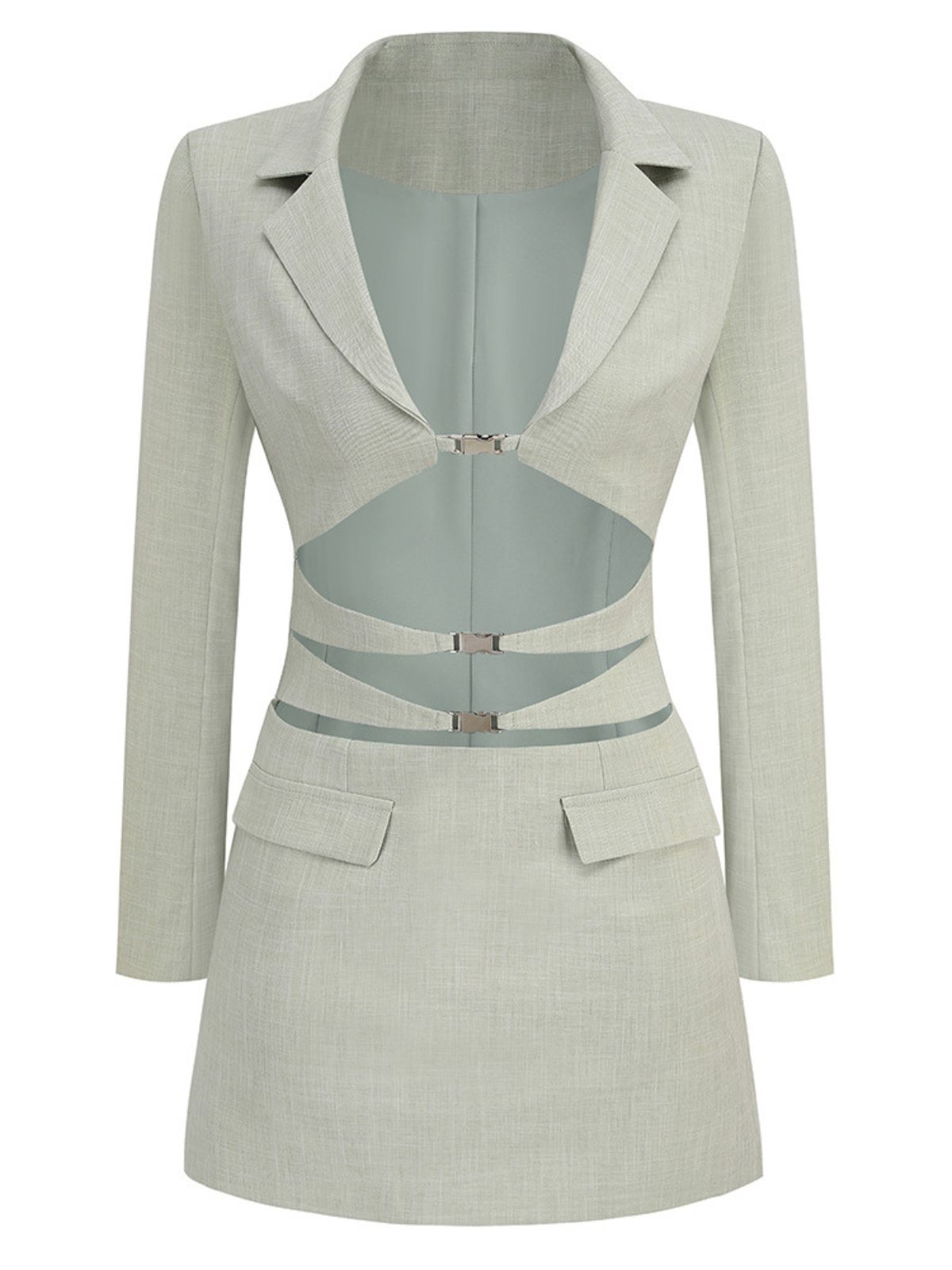 Abito Mini Blazer con Bottone e Scollatura a V Aryndal