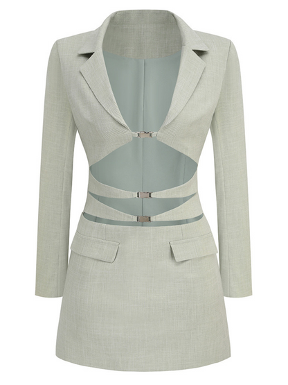 Abito Mini Blazer con Bottone e Scollatura a V Aryndal