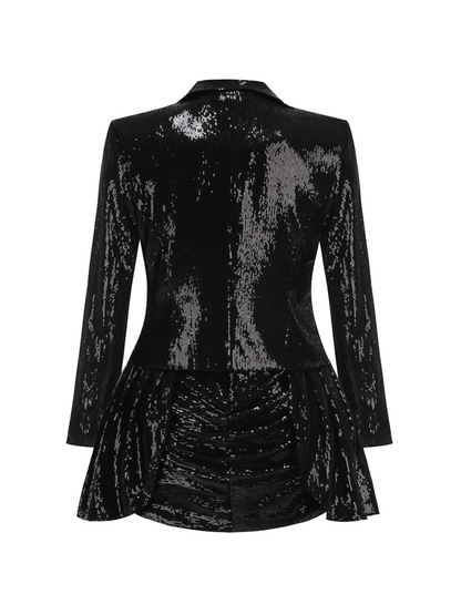 Set Gonna con Paillettes e Blazer con Collo Piegato Azzin