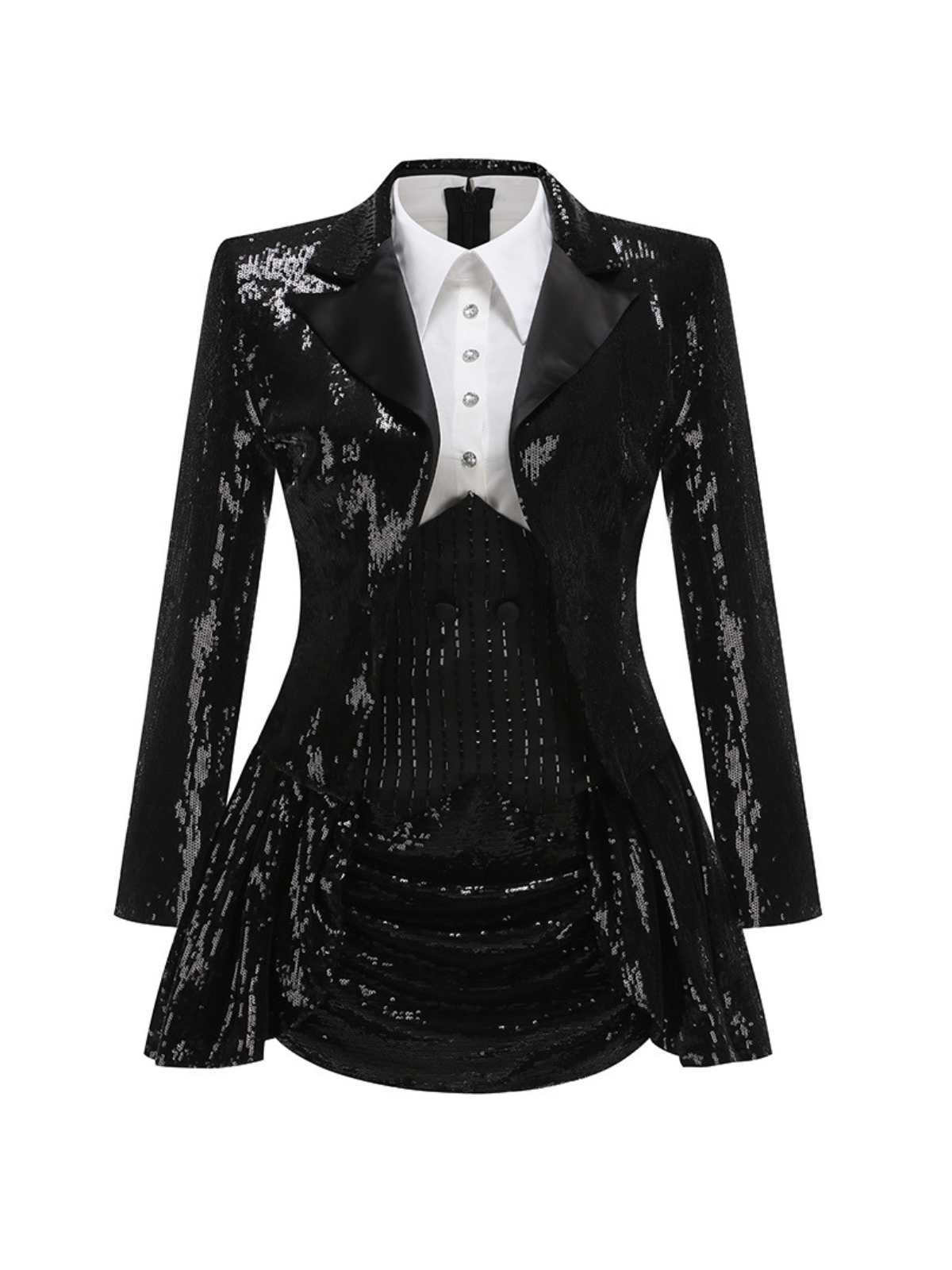 Set Gonna Paillettes con Collo Piegato Azzin e Blazer