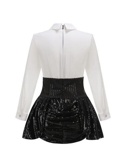 Set Gonna con Paillettes e Blazer con Collo Piegato Azzin