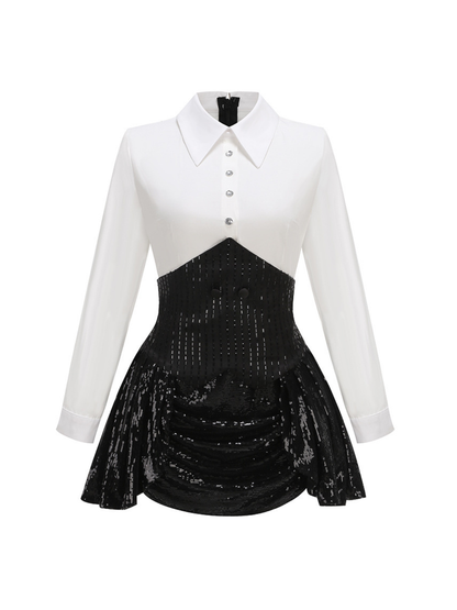 Set Gonna Paillettes con Collo Piegato Azzin e Blazer