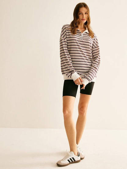 Isabella Striped Polo Sweatshirt
