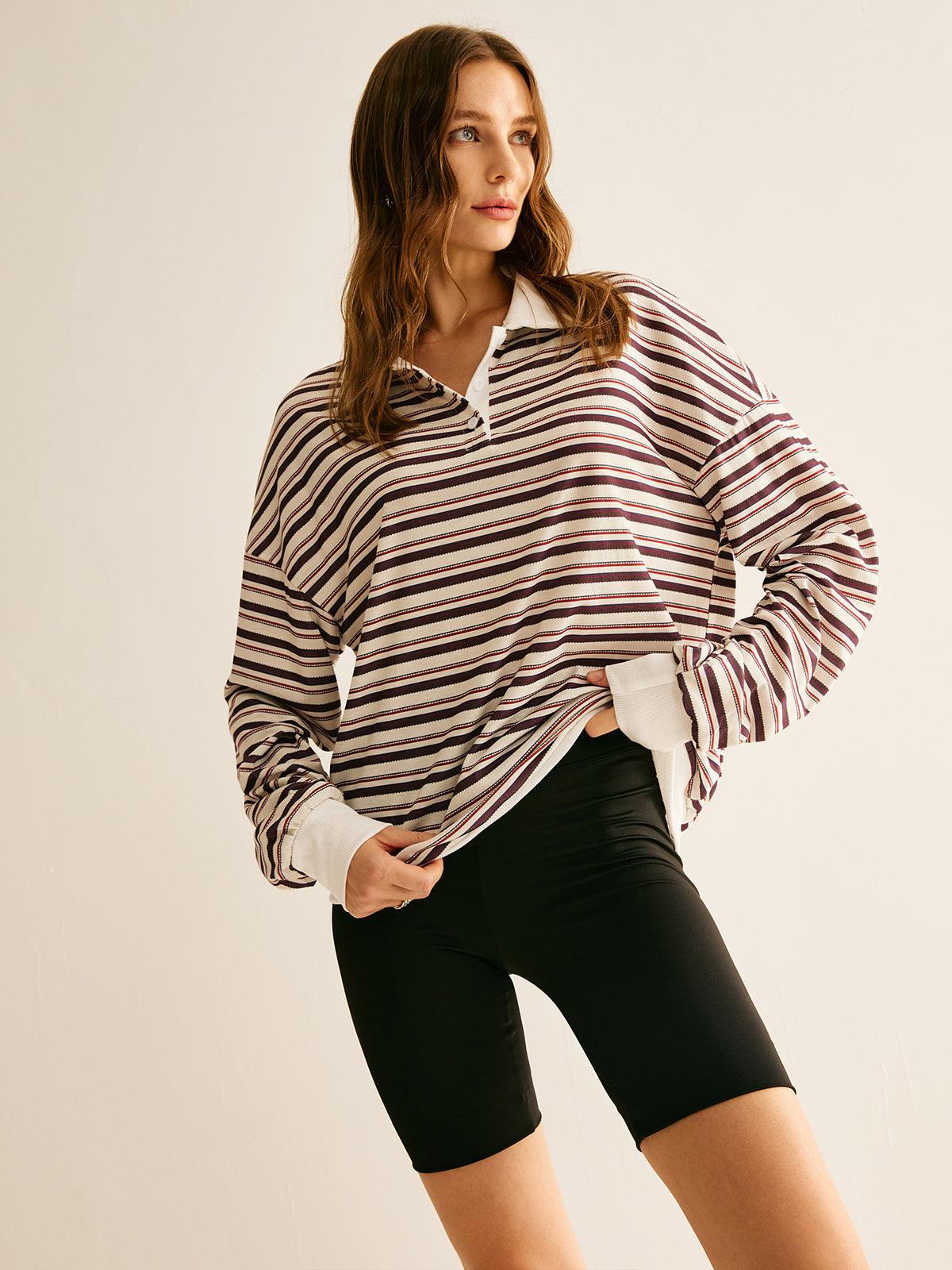 Isabella Striped Polo Sweatshirt