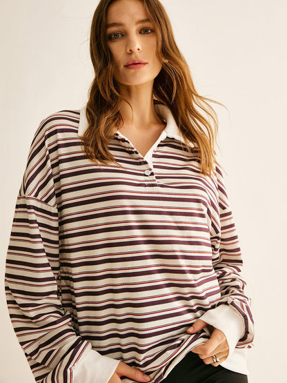 Isabella Striped Polo Sweatshirt