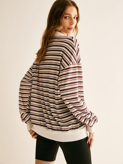 Isabella Striped Polo Sweatshirt