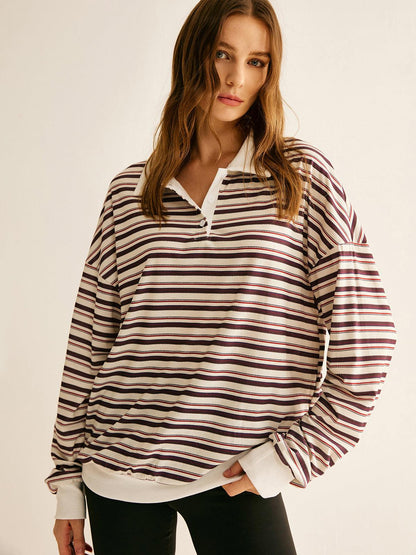 Isabella Striped Polo Sweatshirt