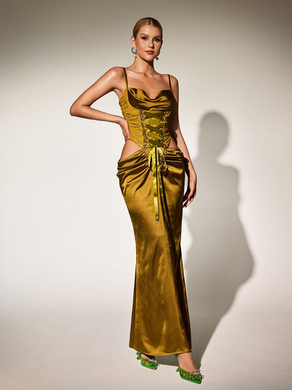 Abito Maxi Cutout Bellissa con Spaghetti