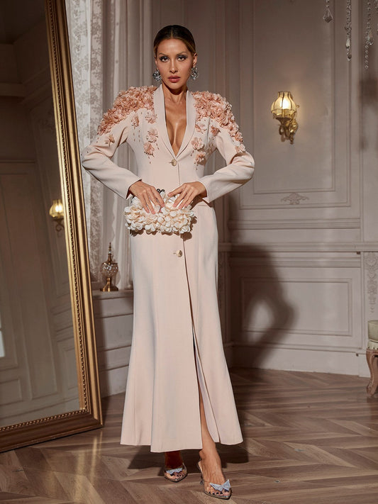 Abito Maxi Floreale Berton con Maniche Lunghe