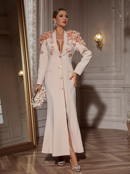 Abito Maxi Floreale Berton con Maniche Lunghe