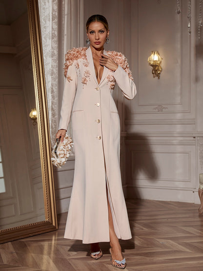 Abito Maxi Floreale Berton con Maniche Lunghe