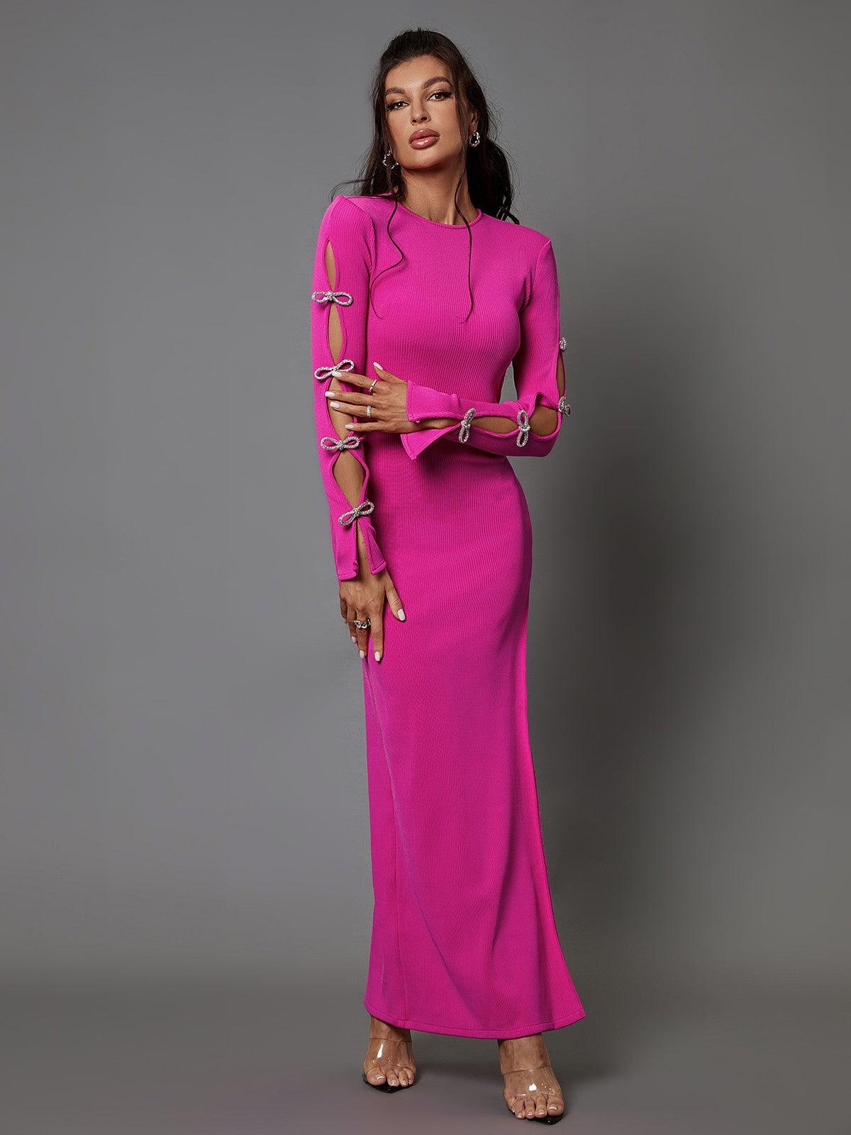 Abito Bandage con Cutout e Fiocco di Cristallo Calantha