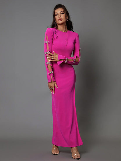 Abito Bandage con Cutout e Fiocco di Cristallo Calantha