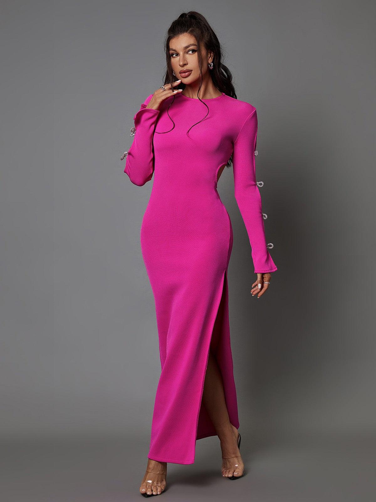 Abito Bandage con Cutout e Fiocco di Cristallo Calantha