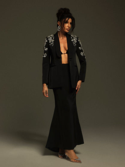 Set Blazer con Maniche Lunghe e Strass Charelle